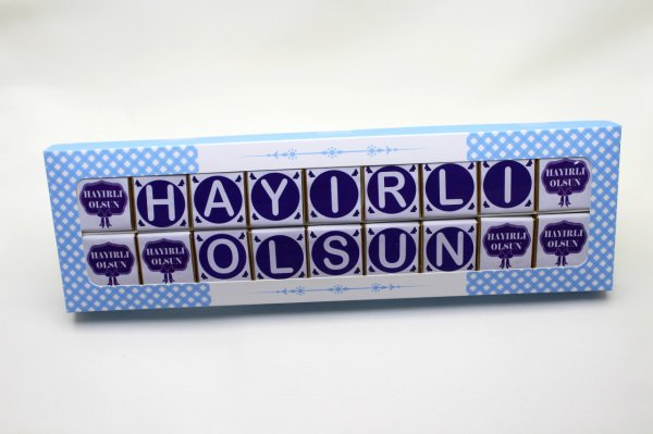 Dark Brown HAYIRLI OLSUN Yazılı 36 Adet Madlen Çikolata Bitter ve Sütlü