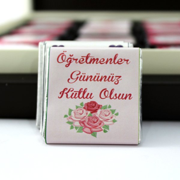 Dark Brown Öğretmenler Günü Tebrik Çikolatası Sütlü ve Bitter Madlen
