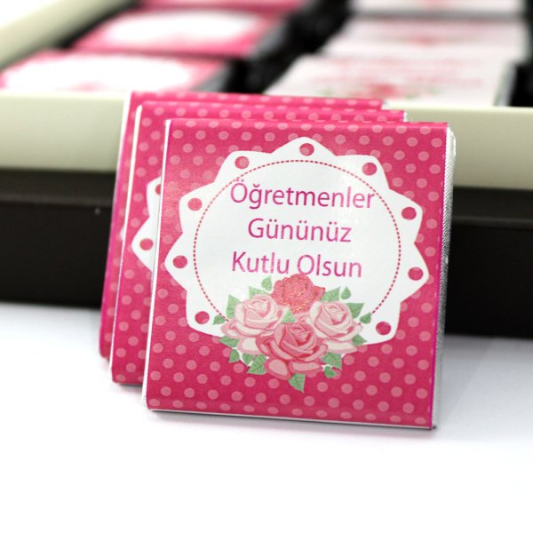 Dark Brown Öğretmenler Günü Tebrik Çikolatası Sütlü ve Bitter Madlen