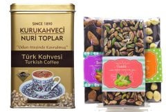 Dark Brown 3 Adet Bitter Tablet Çikolata ve 300 Gram Nuri Toplar Türk Kahvesi