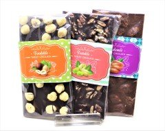 Dark Brown Bitter Tablet Çikolata 3x100 Gr Antep Fıstığı, Fındık ve Badem %54 Bitter