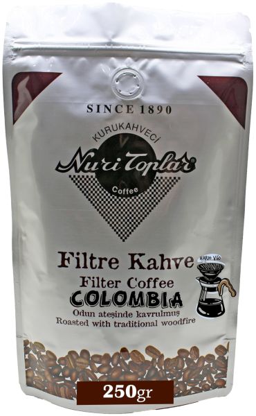 Nuri Toplar Filtre Kahvesi Colombia Supremo Kahve Çekirdeği - Odun Ateşinde Kahve 250 Gr - V60