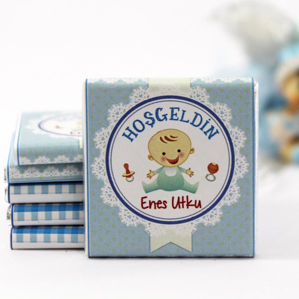 Dark Brown Hoşgeldin Bebek Çikolatası İsim Yazılabilen Hediye Çikolata