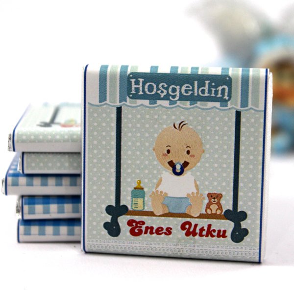 Dark Brown Hoşgeldin Bebek Çikolatası İsim Yazılabilen Hediye Çikolata