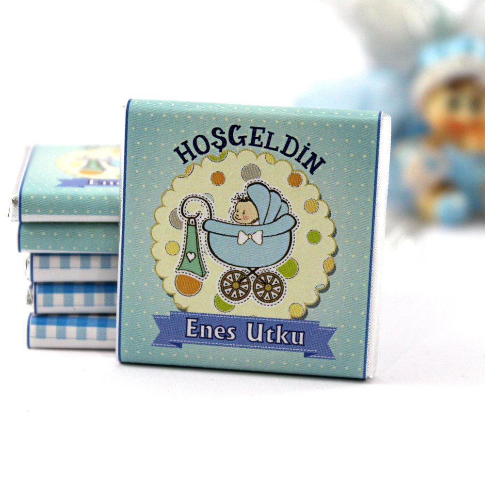 Dark Brown Hoşgeldin Bebek Çikolatası İsim Yazılabilen Hediye Çikolata