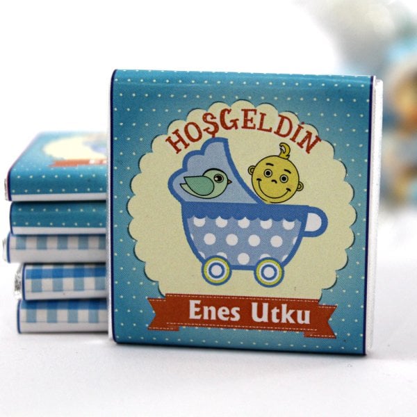 Dark Brown Hoşgeldin Bebek Çikolatası İsim Yazılabilen Hediye Çikolata