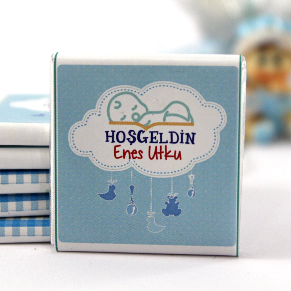 Dark Brown Hoşgeldin Bebek Çikolatası İsim Yazılabilen Hediye Çikolata