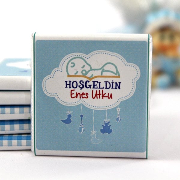 Dark Brown Hoşgeldin Bebek Çikolatası İsim Yazılabilen Hediye Çikolata