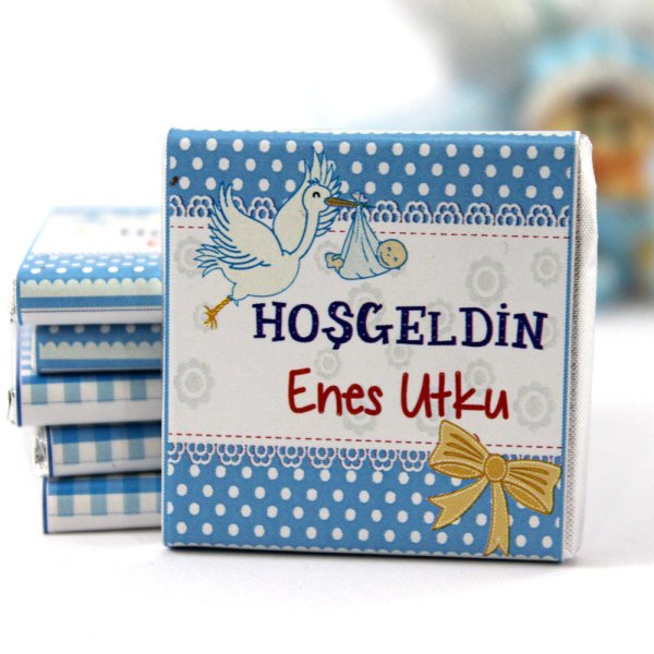 Dark Brown Hoşgeldin Bebek Çikolatası İsim Yazılabilen Hediye Çikolata