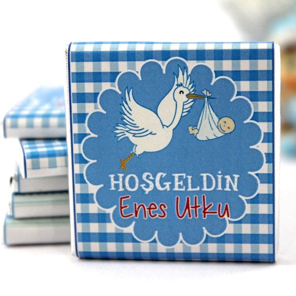 Dark Brown Hoşgeldin Bebek Çikolatası İsim Yazılabilen Hediye Çikolata