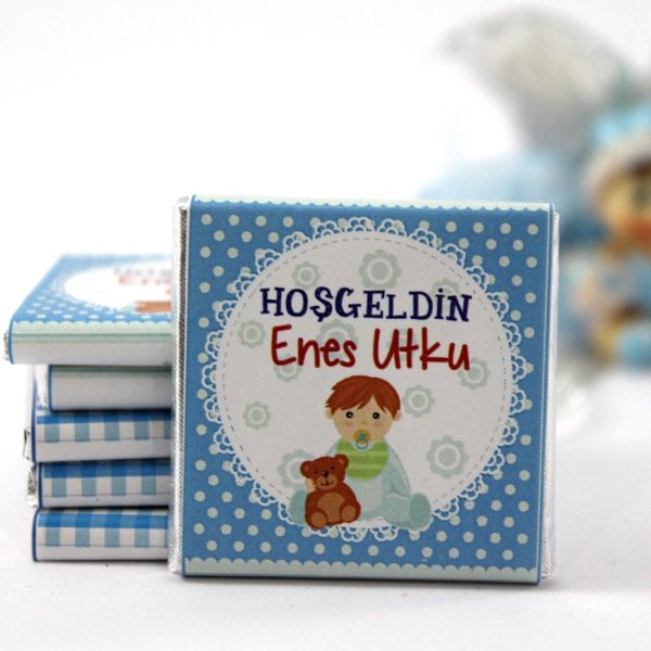 Dark Brown Hoşgeldin Bebek Çikolatası İsim Yazılabilen Hediye Çikolata