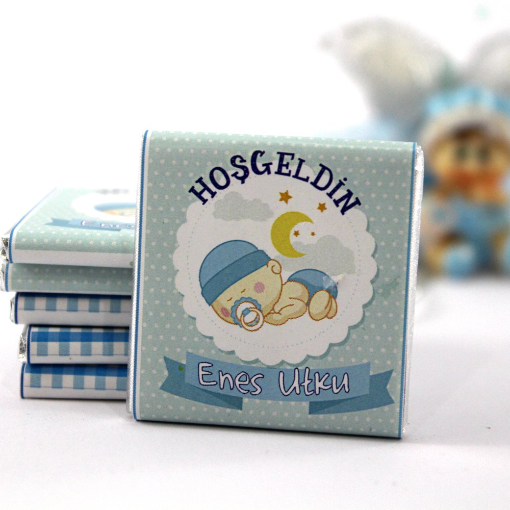 Dark Brown Hoşgeldin Bebek Çikolatası İsim Yazılabilen Hediye Çikolata