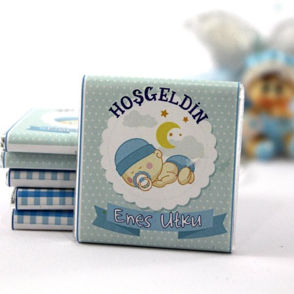 Dark Brown Hoşgeldin Bebek Çikolatası İsim Yazılabilen Hediye Çikolata