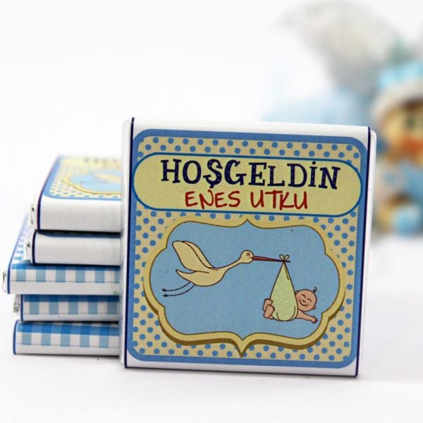 Dark Brown Hoşgeldin Bebek Çikolatası İsim Yazılabilen Hediye Çikolata