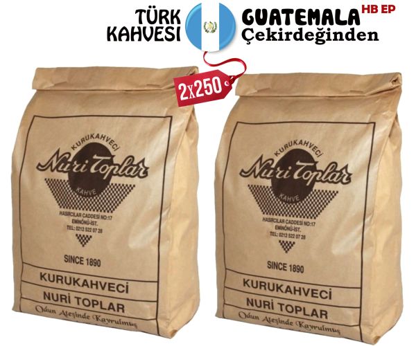 Nuri Toplar Guatemala HB EP Türk Kahvesi Günlük Taze Çekilmiş 2x250 Gr