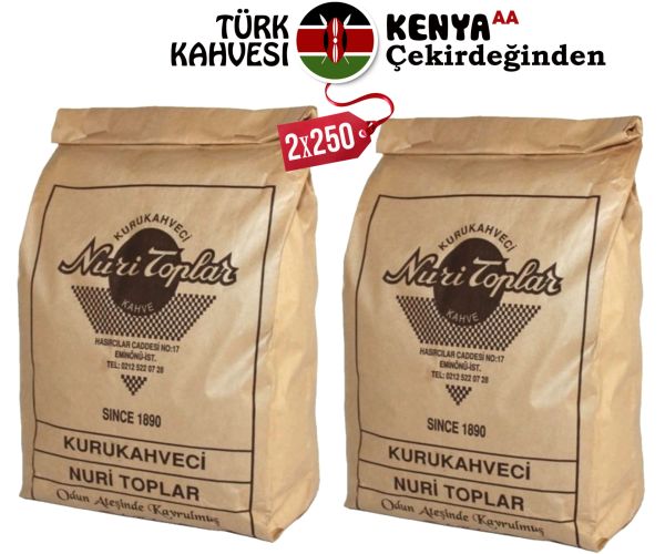 Nuri Toplar Kenya AA Türk Kahvesi Günlük Taze Çekilmiş 2x250 Gr