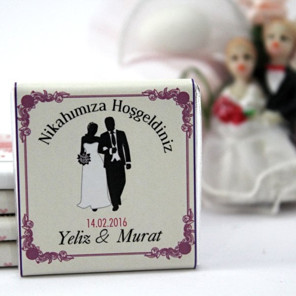 Dark Brown Nikah Çikolatası Kişiselleştirilebilir El Yapımı Madlen Çikolata