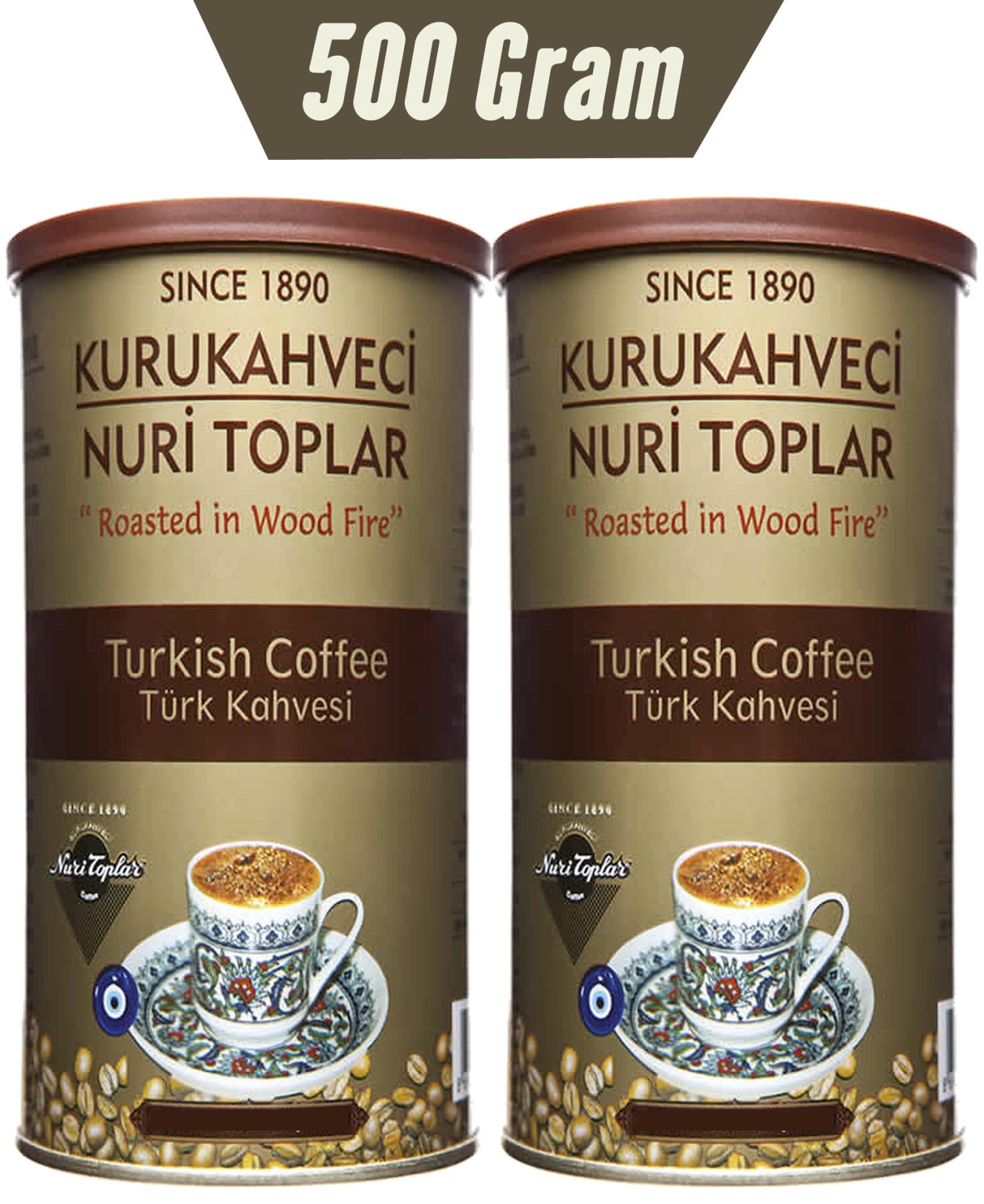 Nuri Toplar Türk Kahvesi Yuvarlak Metal Kutu 2x250 Gr