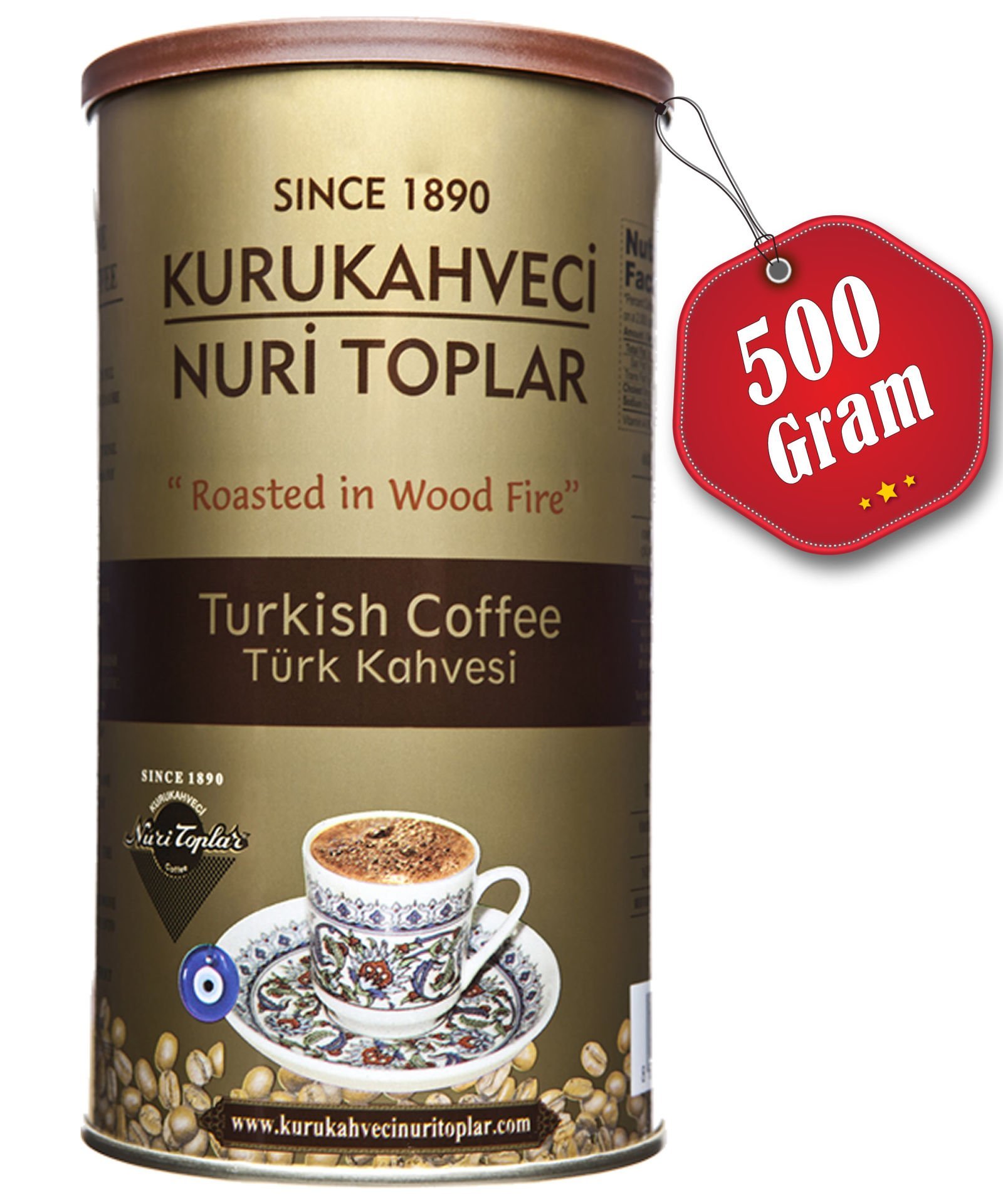 Nuri Toplar Türk Kahvesi Yuvarlak Metal Kutu 500 Gr