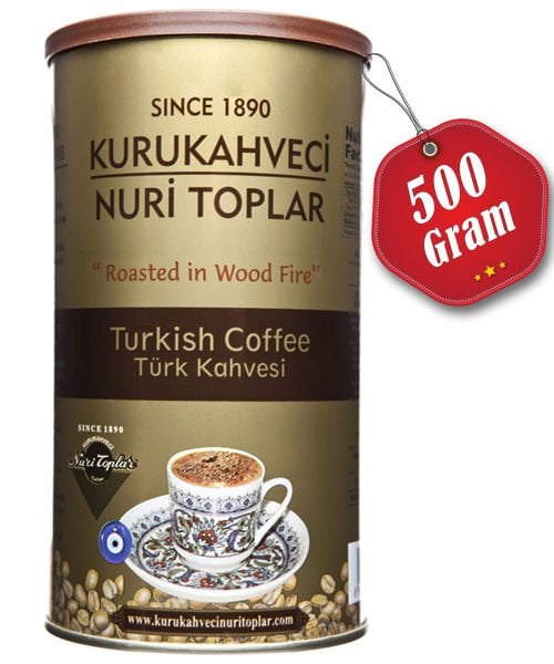 Nuri Toplar Türk Kahvesi Yuvarlak Metal Kutu 500 Gr