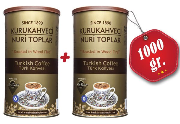 Nuri Toplar Türk Kahvesi Yuvarlak Metal Kutu 2x500 Gr