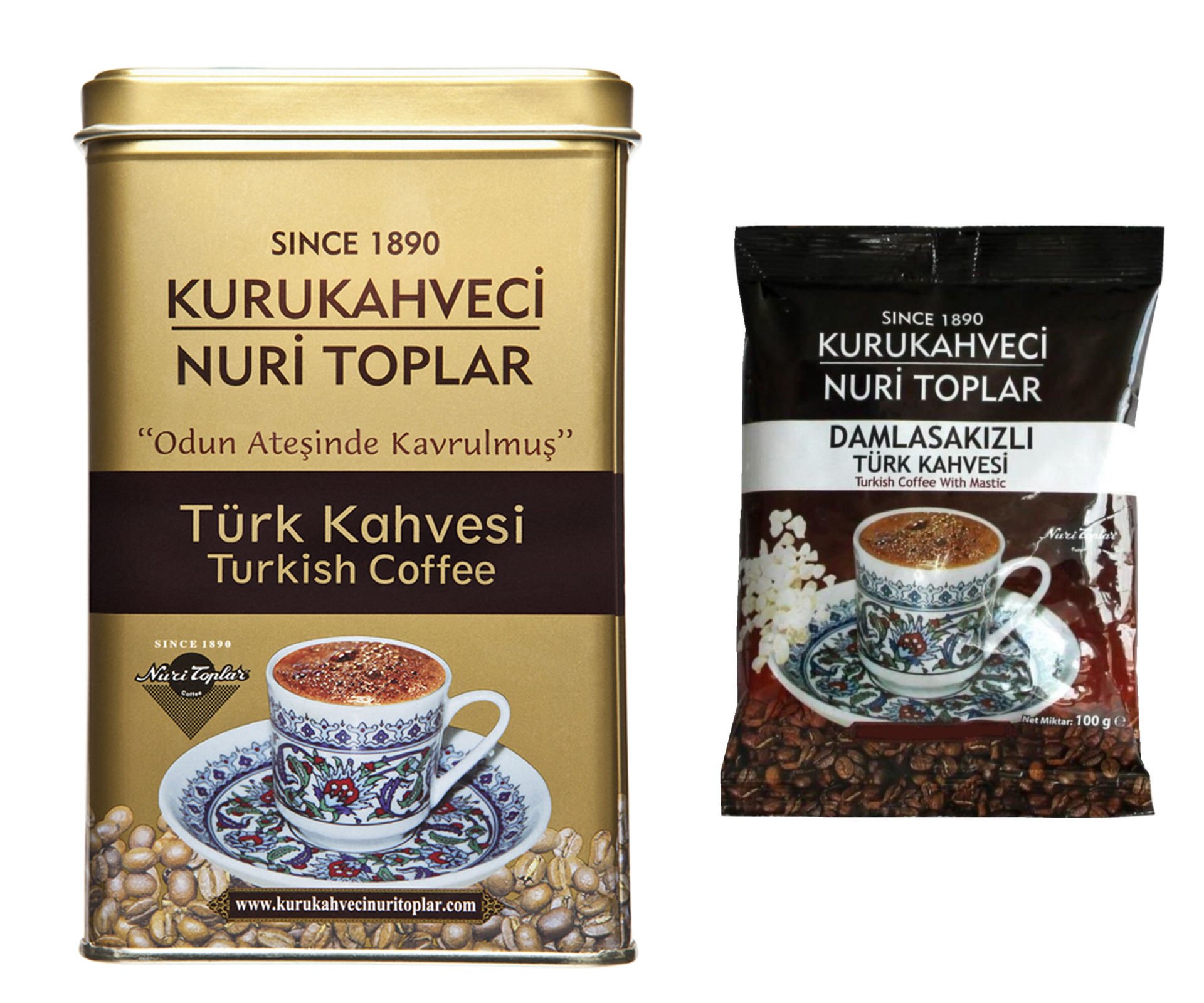 Nuri Toplar Türk Kahvesi ve Damla Sakızlı Türk Kahvesi Birlikte 400 Gr