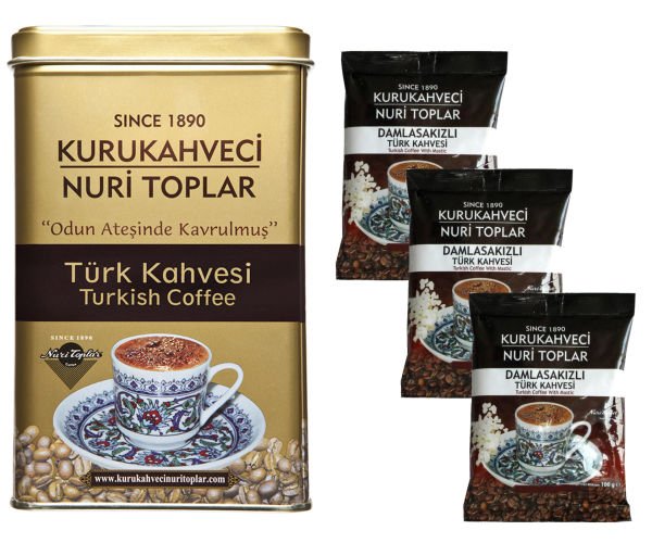 Nuri Toplar Türk Kahvesi ve 3 Adet Damla Sakızlı Türk Kahvesi Birlikte 700 Gr