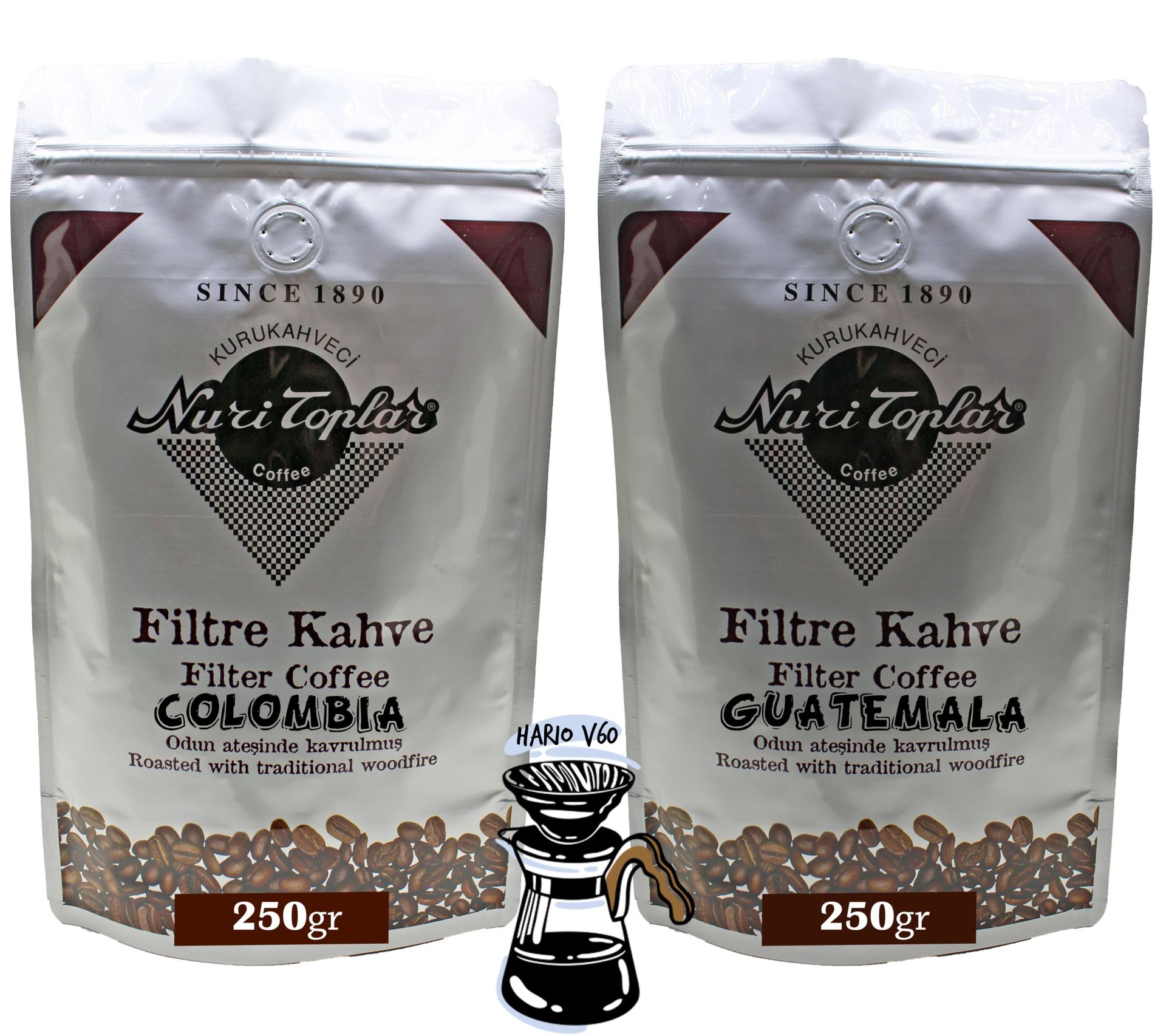 Nuri Toplar Filtre Kahveleri Guatemala ve Colombia Yöresel Paket 500 Gr - V60