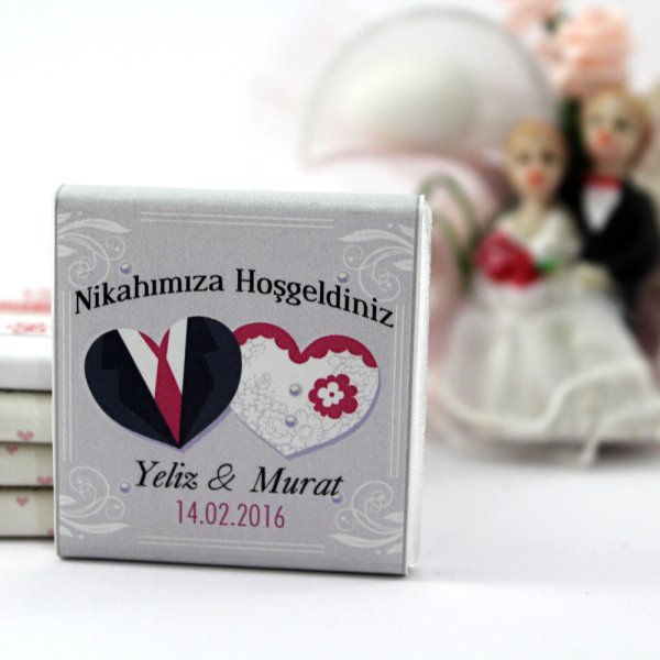 Dark Brown Nikah Çikolatası Kişiselleştirilebilir El Yapımı Madlen Çikolata