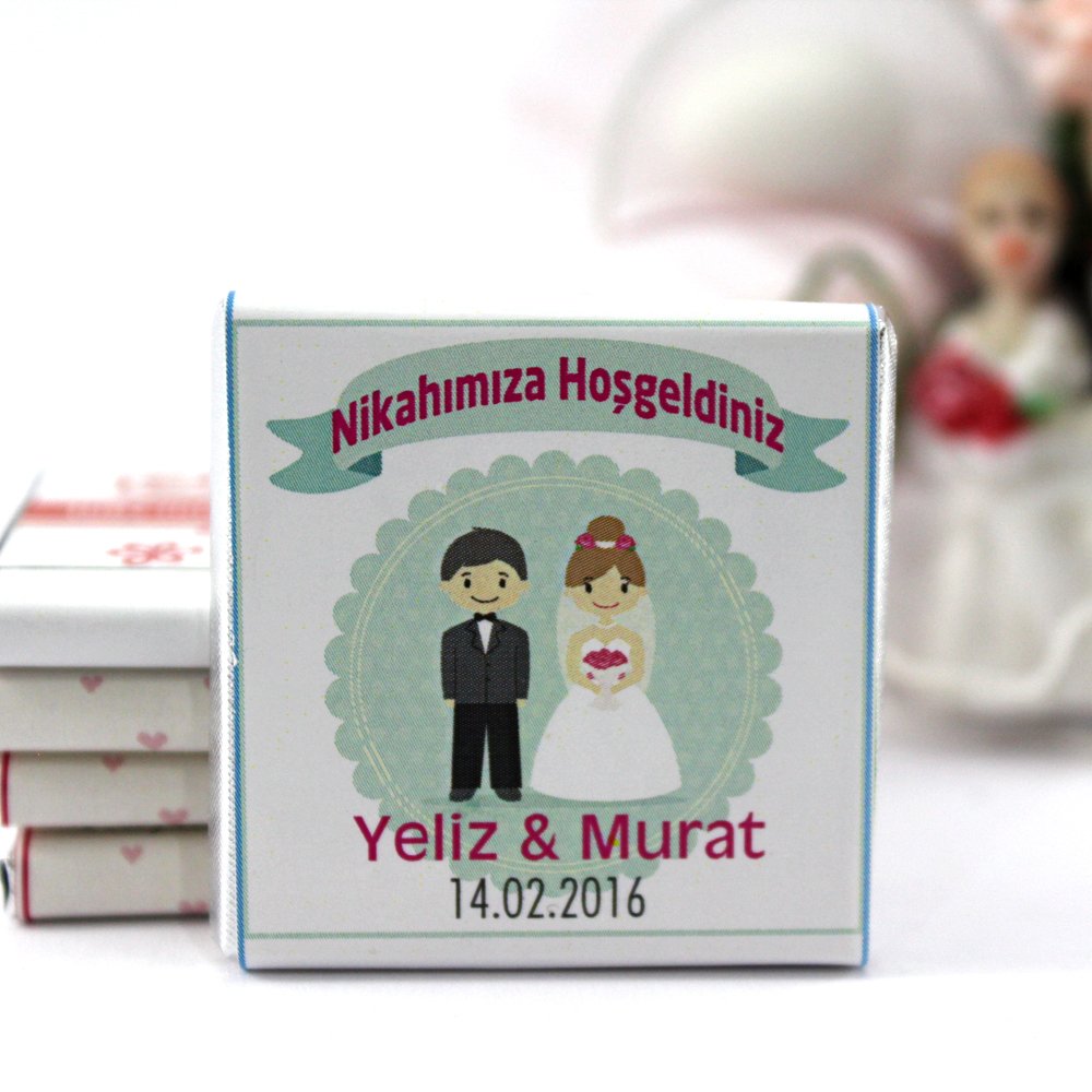 Dark Brown Nikah Çikolatası Kişiselleştirilebilir El Yapımı Madlen Çikolata