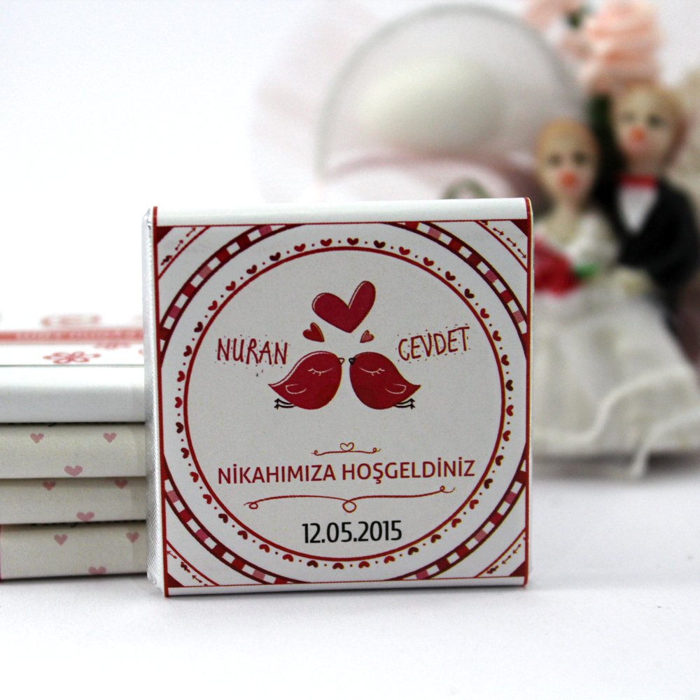 Dark Brown Nikah Çikolatası Kişiselleştirilebilir El Yapımı Madlen Çikolata