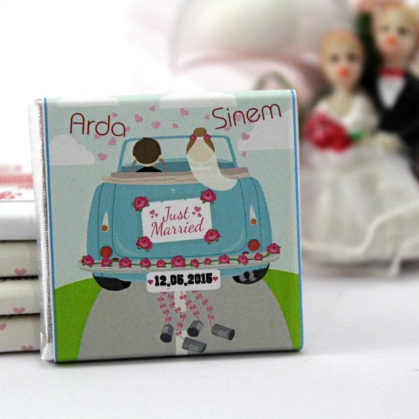 Dark Brown Nikah Çikolatası Kişiselleştirilebilir El Yapımı Madlen Çikolata