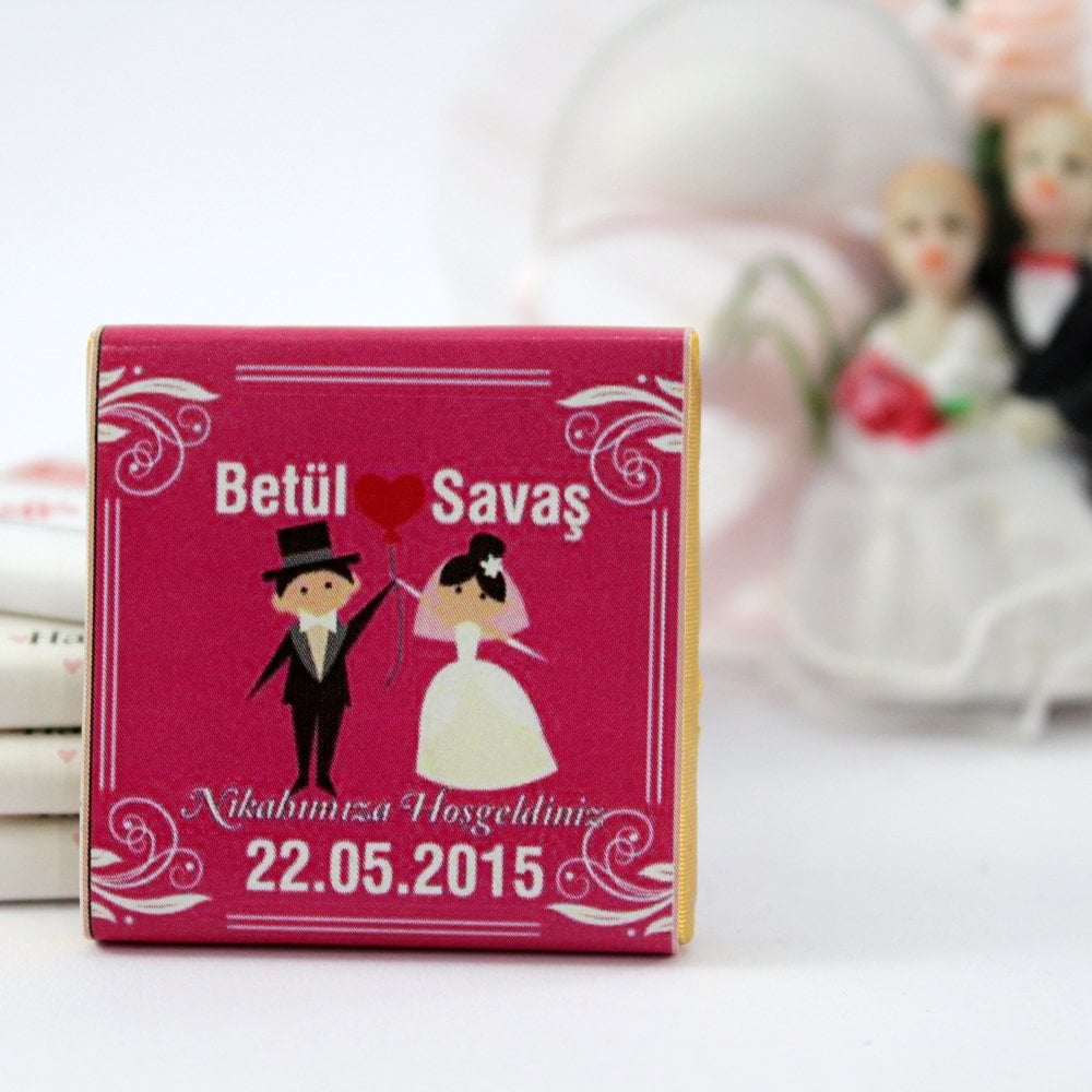 Dark Brown Nikah Çikolatası Kişiselleştirilebilir El Yapımı Madlen Çikolata