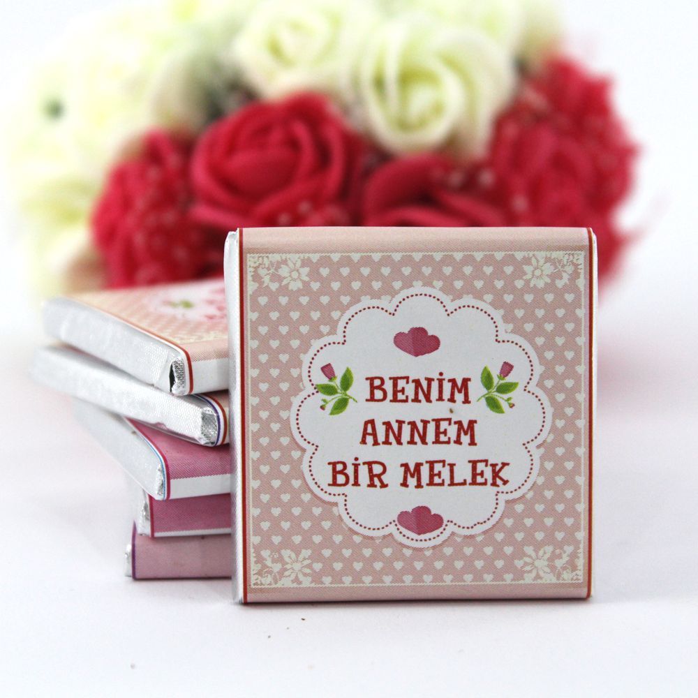 Dark Brown Anneler Günü - Benim Annem Bir Melek - Yazılı Madlen Çikolata