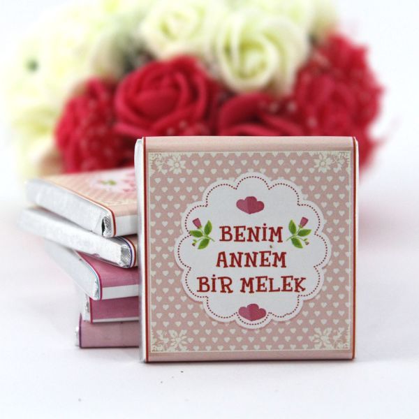Dark Brown Anneler Günü - Benim Annem Bir Melek - Yazılı Madlen Çikolata