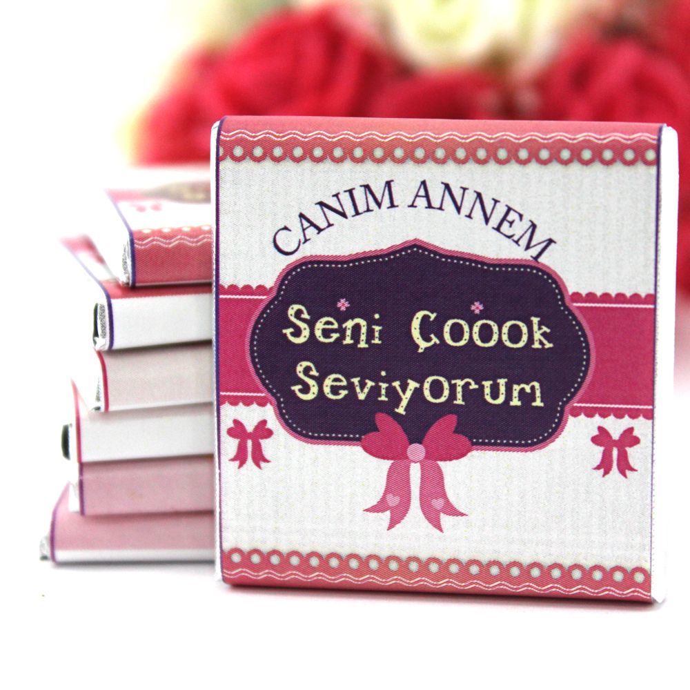 Dark Brown Anneler Günü - Canım Annem Seni Çok Seviyorum - Yazılı Madlen Çikolata