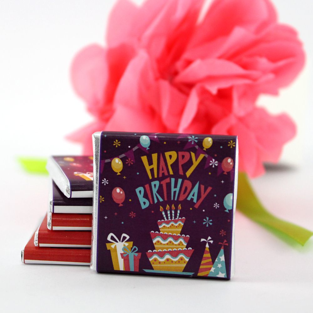 Dark Brown Doğum Günü Tebrik - İngilizce Happy Birthday - Yazılı Madlen Çikolata