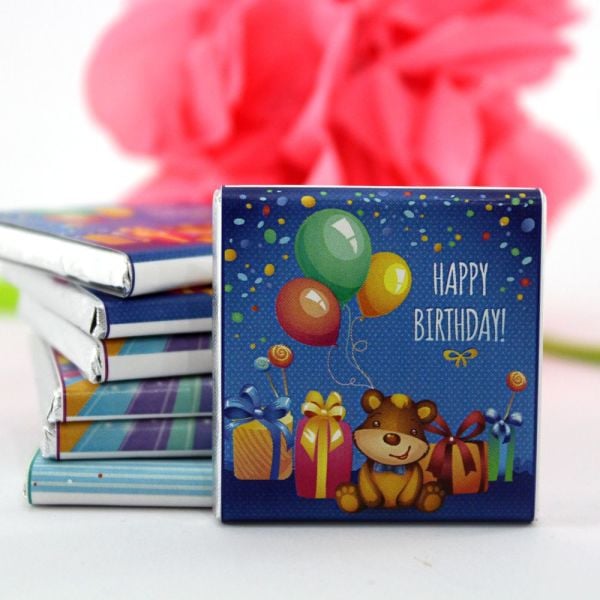 Dark Brown Doğum Günü Tebrik - Ayıcıklı Happy Birthday - Yazılı Madlen Çikolata