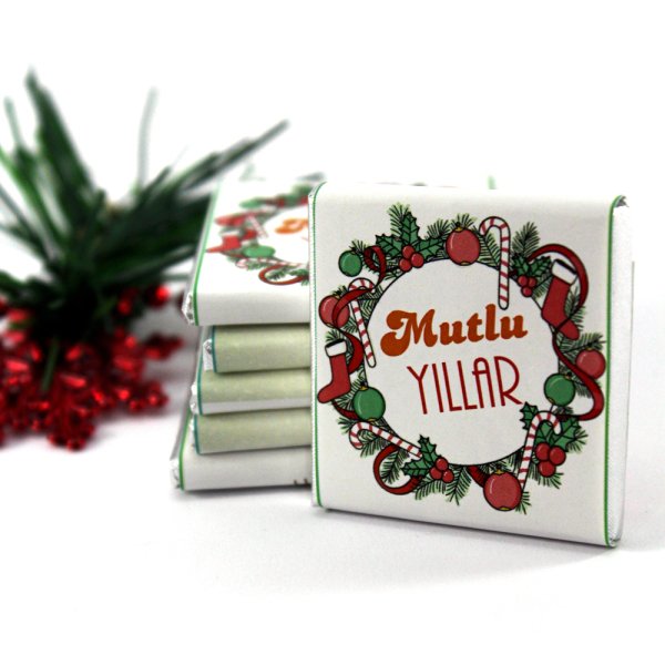 Dark Brown Yılbaşı Hediyelik Madlen Çikolatası Yeni Yıl Mesajlı