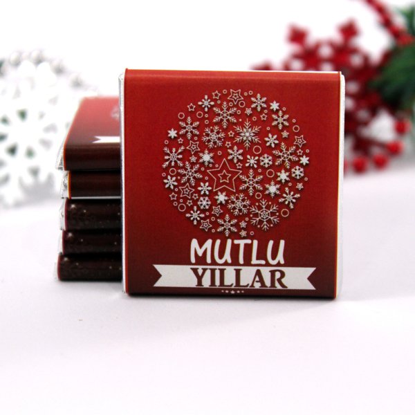 Dark Brown Yılbaşı Yeni Yıl Tebrik Çikolatası MUTLU YILLAR Madlen Hediyelik