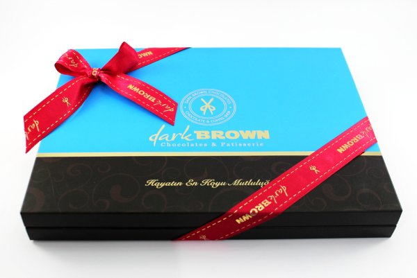 Dark Brown Yılbaşı Tebrik Çikolatası HEDİYELİK Mutlu Seneler Yazılı Madlen