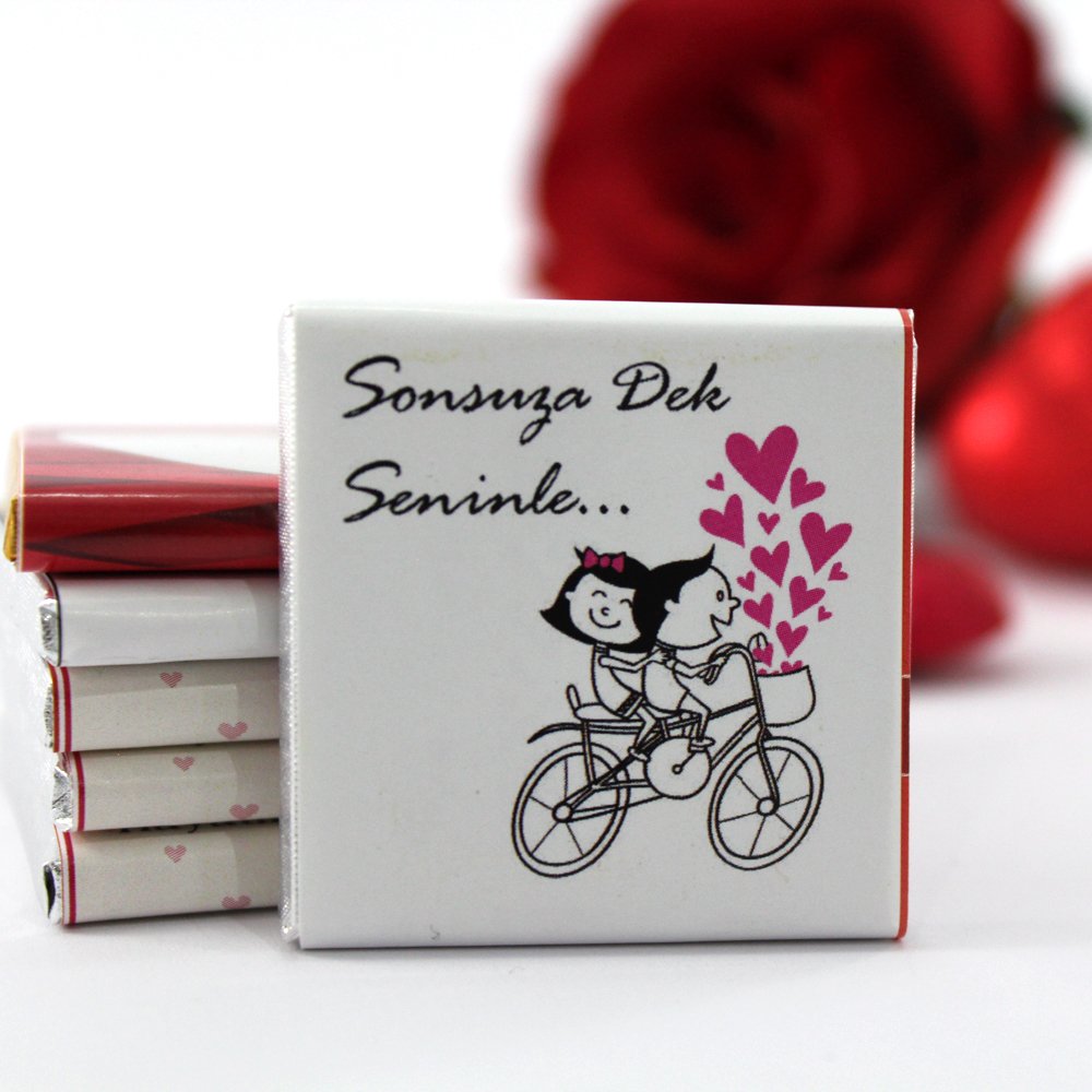 Dark Brown SONSUZA DEK SENİNLE Yazılı Madlen Çikolata Bitter ve Sütlü