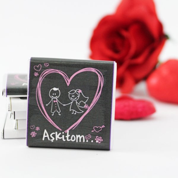 Dark Brown AŞKİTOM Yazılı Madlen Çikolata Bitter ve Sütlü