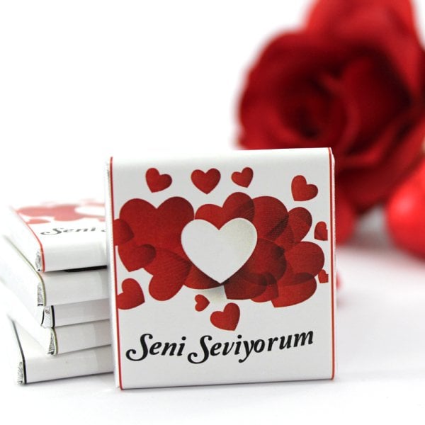 Dark Brown SENİ SEVİYORUM Yazılı Madlen Çikolata Bitter ve Sütlü