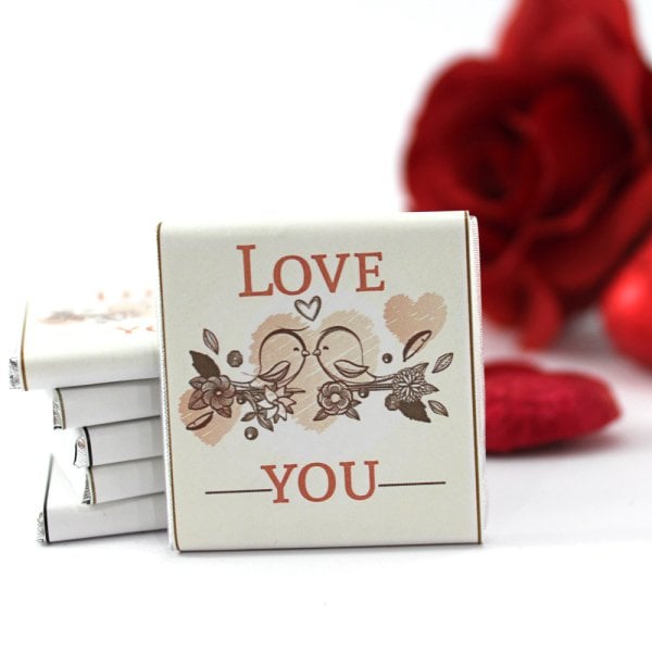 Dark Brown LOVE YOU Yazılı Madlen Çikolata Bitter ve Sütlü