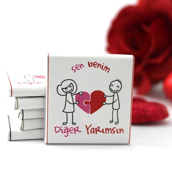 Dark Brown SEN BENİM DİĞER YARIMSIN Yazılı Madlen Çikolata Bitter ve Sütlü