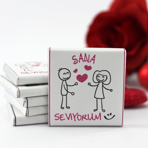 Dark Brown SANA SEVİYORUM Yazılı Madlen Çikolata Bitter ve Sütlü
