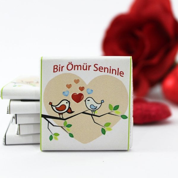 Dark Brown BİR ÖMÜR SENİNLE Yazılı Madlen Çikolata Bitter ve Sütlü