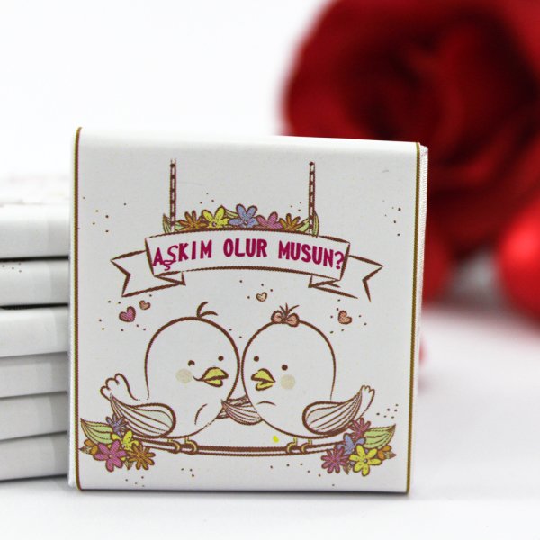 Dark Brown AŞKIM OLUR MUSUN Yazılı Madlen Çikolata Bitter ve Sütlü