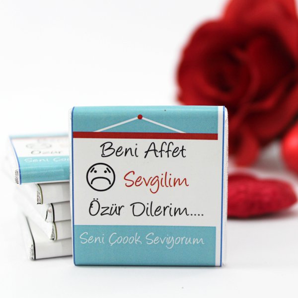 Dark Brown Sevgiliye Özür Çikolatası %100 El Yapımı Madlen
